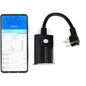 PumpFuse Sump Pump Monitor & Alarm – Prevent Flooding with Dry Run, Overload and Power Outage Alerts – No Water Level Sensors Needed, IP65 Weatherproof, Smart Wi-Fi Energy Monitoring Plug