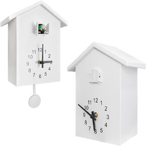 8KB24 Cuckoo Clock Cuckoo Wall Clock with Chimer and Pendulum - Natural Bird Voice Or Cuckoo Call, Coo Coo Clock for Wall Art Home Living Room Kitchen Office Decoration