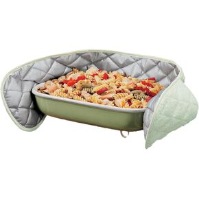 LAMINET 2 Pocket Heat Resistant Xtra Long Double Oven Mitt Pot Holder - Celery Green