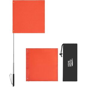 KEMIMOTO Water Ski Flag, Orange Boat Flag with 48'' Telescopic Boat Flag Pole, 13.1'' x 12.7'' Skier Down Flag with Replacement Pontoon Flag Orange Safety Flag with Storage Bag