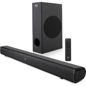 Pyle 2.1 Tabletop Soundbar Digital Speaker System w/Bluetooth- Digital Amplifier with DSP Streaming Tabletop Stand Mount TV Digital System with AUX/Optical in/USB in/HDMI (ARC)/Coaxial, LED Display