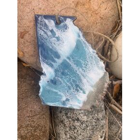 Georgia Holiday Ornament, Handmade Resin Art is One of A Kind, State Christmas Ornament With Real Sand And Ocean Waves