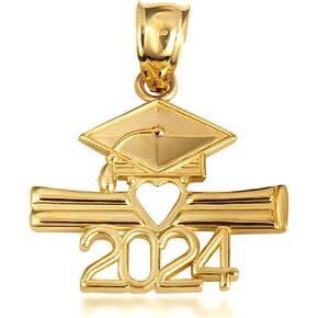 قبعة التخرج من الذهب عيار 14 قيراط لعام 2024 وقلادة على شكل قلب الدبلوم in Kuwait