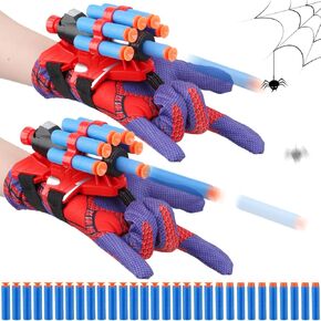 Web Shooters Toy for Kids 2 Pack, Toy for 3 4 5 6 7 8 Year Old Boy, Web Slinger Boy Toys with Spider Glove Launcher, Toys for Boys 4-6, Birthday Gifts for Boys 6-8, Red