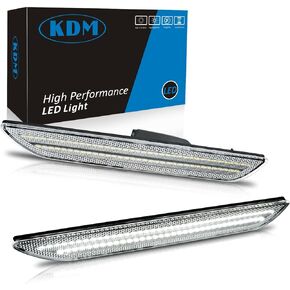 KDM LED Fender Side Marker Reflectors Lights Dual Rows, Compatible for 2015-2023 Ford Mustang Assembly Rear Side Bumper Marker Lamp,Clear Lens Bright White Pack of 2