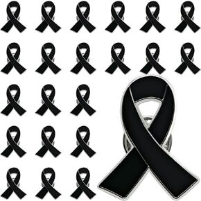 joixy 25/50/100/200PCS Black Ribbon Pins Melanoma Skin Cancer Awareness Pins Black Enamel Ribbon Brooch Pin Badges Funeral Memorial Pins Bulk