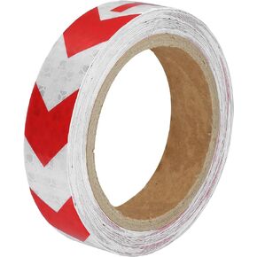 ACROPIX Universal 2.5cmx9m Red and White Arrow Car Reflective Stickers Reflective Tape Safety Warning Reflective Protector - Pack of 1