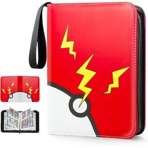 Trading Card Binder 4-Pockets, Holds 400 Cards with 50 Removable Sleeves, Zipper Album Holder, Ultimate Card Collection Binder Album Book for Games, Baseball (Red) in Saudi Arabia
