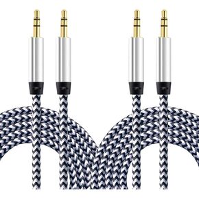 CableLovers Aux Cable, 2 Pack 5FT Nylon Braided Hi-Fi Sound Quality Audio Cable 3.5MM Male to Male Auxiliary Audio Cord for Car Stereos, iPhone, iPad, Beats Solo 2 3 Headphones, Samsung Galaxy