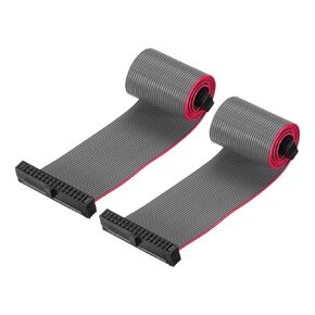 MECCANIXITY IDC 24Pin Flat Ribbon Cable, 1.27mm Pitch FC to FC Connector 30cm Length Grey Jumper Wire for Computer LED Display DVD, 2Pcs