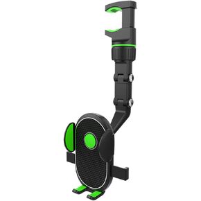 Diyeeni Rear View Mirror Phone Holder with 360°Rotatable and Retractable, Universal Car Cell Phone Mount with Adjustable Length Arm, for 4.0 ‑ 6.5 Inch Phones Green