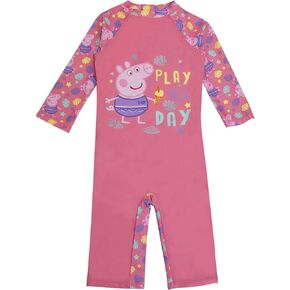 بدلة سباحة Peppa Pig Play All Day Sunsafe، للفتيات، 2-6 سنوات، وردي، بضائع رسمية in Kuwait