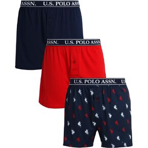 U.S. Polo Assn. Men's Underwear - 3 Pack Ultra Soft Knit Boxers with Functional Fly (S-XL)