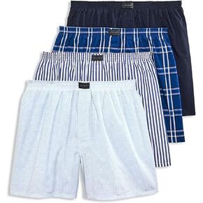 Jockey Men's Underwear ActiveBlend Woven 5" Boxer - 4 Pack, Agent Blue Plaid/Small Plaid/Best Blue/Blue Stripe, xl