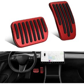 Miytsya 2 PCS Tesla Model 3 Model Y Foot Pedal Pad Replacement, Auto Aluminum Pedal Covers Accessories, Brake Foot Pedals, Non-Slip Accelerator Brake Foot Rest Pedal Extenders (Silver)