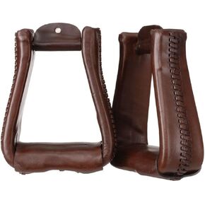 Tough-1 Leather Roper Stirrups Dark Oil