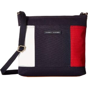 Tommy Hilfiger women's Crossbody for Women TH Flag Canvas, Navy, One Size