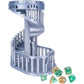 برج النرد DND مع صينية للعب الأدوار، الزنزانات والتنينات، D&D، TRPG، 7 قطع نرد متضمنة، برج نرد مثالي على شكل قلعة رومانية قديمة (لون نحاسي أحمر)