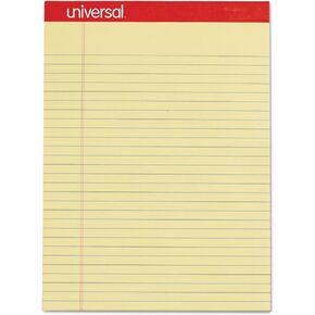Universal 10630 Perforated Edge Writing Pad, Legal/Margin Rule, Letter, Canary, 50-Sheet (12 pads per pack) , 8.5" x 11.75"