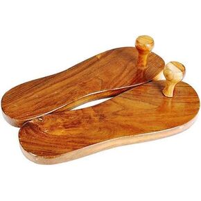 Billion Deals Traditional Khadau Wooden Sandals/Charan Paduka, Slipper Chappal for Auspicious Occasions made of Mango Wood 10.5 Inches approx