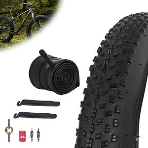 RUTU 20x3 Bicycle Tires Foldable 20x3.0 (76-406), 20 Inch Bike Tire and Tube with AV Schrader Valve,Installation and Removal Tools Compatible with 20 x 3.0 E-Bike Bicycle Tires and Tubes