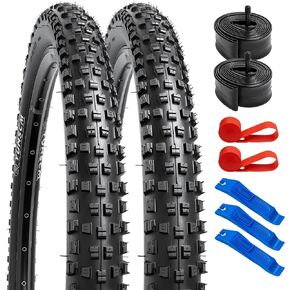 YUNSCM 26" Mountain Bike Tires 26x2.10/54-559 60TPI and 26" Bike Tubes with 2 Rim Strips Compatible with 26x1.90 26x1.95 26x2.0 26x2.1 26x2.125 26x2.20 26x2.25 Bike Bicycle Tires and Tubes (W-3103)