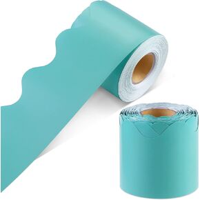 Aodaer 65.6 Feet Turquoise Bulletin Board Borders Scalloped Decorative Borders Board Trims for Classroom, Office, School Decoration