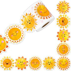 65.6Ft Sun Bulletin Board Border Summer Sunshine Border Trim Sun with Cute Expressions DIY Art Crafts Border Decor for School Classroom Office Wall Window Blackboard, 1 Roll