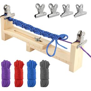 QWLWBU Adjustable Paracord Jig Bracelet Maker Wooden Jig Bracelet Maker,U Shape Wooden Frame Bracelet Jig Kit with 2 Clamp for DIY Craft Hand Knitting Bracelets Weaving(Size:8.66x1.77x3.35inch)