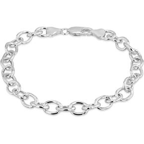 Tuscany Silver Women's Sterling Silver 7mm Oval Belcher Charm Bracelet of 20cm/8"