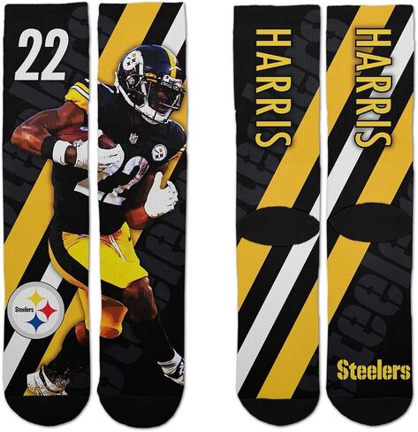 For Bare Feet NFL Adult Player Stripe Sock - Premium Quality Poly Spandex Blend - Fitting Fabric - Stay Comfortable on The Field (Pittsburgh Steelers - Black, Adult Medium) in Saudi Arabia