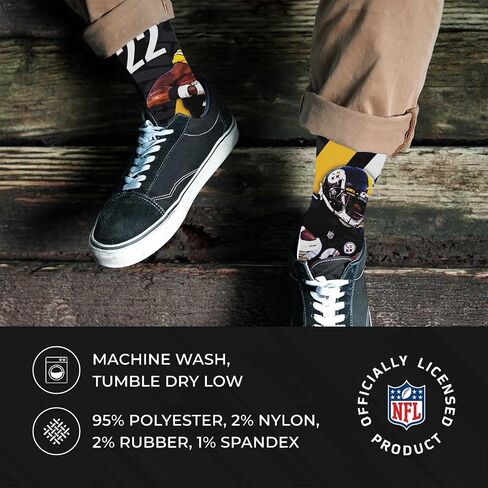 For Bare Feet NFL Adult Player Stripe Sock - Premium Quality Poly Spandex Blend - Fitting Fabric - Stay Comfortable on The Field (Pittsburgh Steelers - Black, Adult Medium) in Saudi Arabia