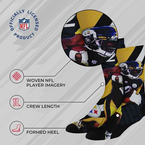 For Bare Feet NFL Adult Player Stripe Sock - Premium Quality Poly Spandex Blend - Fitting Fabric - Stay Comfortable on The Field (Pittsburgh Steelers - Black, Adult Medium) in Saudi Arabia