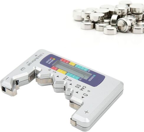Battery Tester Checker, Digital Battery Capacity Gauge Tester LCD Display Button Cell Analyzer Universal Battery Checker Small Battery Tester for D C N AAA AA 9V 1.5V Battery (Silver) in Saudi Arabia