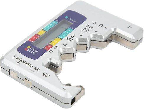 Battery Tester Checker, Digital Battery Capacity Gauge Tester LCD Display Button Cell Analyzer Universal Battery Checker Small Battery Tester for D C N AAA AA 9V 1.5V Battery (Silver) in Saudi Arabia