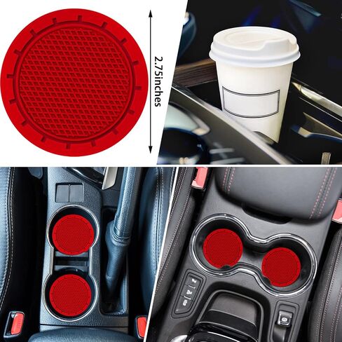 Bling Car Accessories Set Leather Diamond Steering Wheel Cover Bling Seat Belt Shoulder Pad Armrest Pad Crystal Car Decor Bling Car Cup Holders Travel Auto Cup Holder for Car Interior (Black, Red) in Saudi Arabia