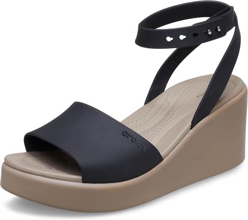 Crocs Women Brooklyn Ankle Strap Wedge, Platform Sandals, Black/Mushroom, 11 Women in Saudi Arabia