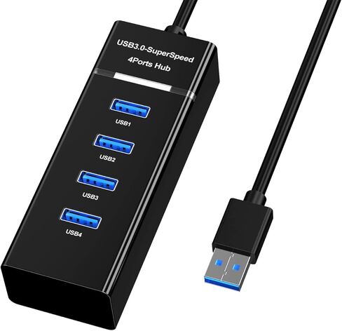 محور USB 3.0، SNLLMZI 4 منافذ USB Hub لأجهزة MacBook، Mac Pro، Mac Mini، iMac، Surface Pro، XPS، الكمبيوتر الشخصي، وحدة التحكم، الطابعة، الكاميرا، لوحة المفاتيح، الماوس - 12 بوصة in Kuwait