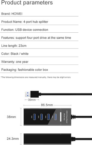 محور USB 3.0، SNLLMZI 4 منافذ USB Hub لأجهزة MacBook، Mac Pro، Mac Mini، iMac، Surface Pro، XPS، الكمبيوتر الشخصي، وحدة التحكم، الطابعة، الكاميرا، لوحة المفاتيح، الماوس - 12 بوصة in Kuwait
