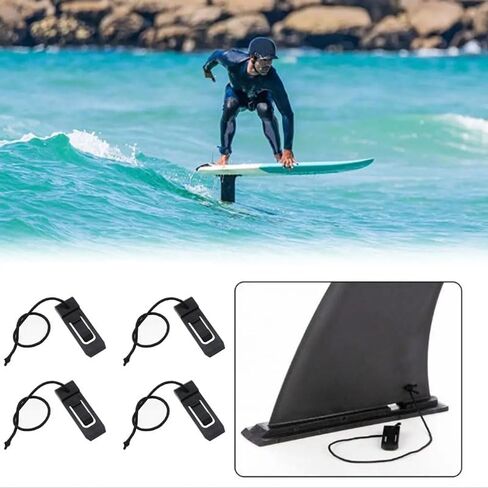 Wantane-Surfboard Fin Clips مجداف لوح التزلج الذيل كليب ركوب الأمواج زعانف مستجمعات المياه كليب في الهواء الطلق الشاطئ ركوب الأمواج الملحقات (أسود) -6 قطع in Kuwait