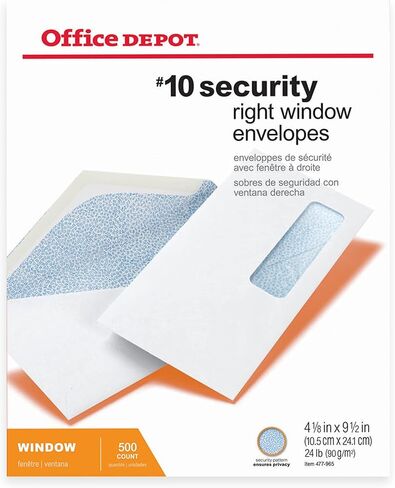 Office Depot Medical Claim Business Envelopes, 10 (4 1/8in. x 9 1/2in.), White, Box Of 500, 77175 in Saudi Arabia