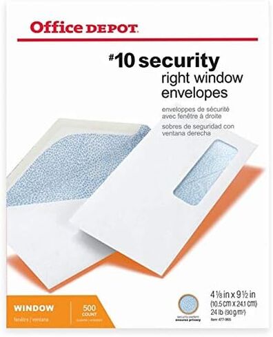 Office Depot Medical Claim Business Envelopes, 10 (4 1/8in. x 9 1/2in.), White, Box Of 500, 77175 in Saudi Arabia