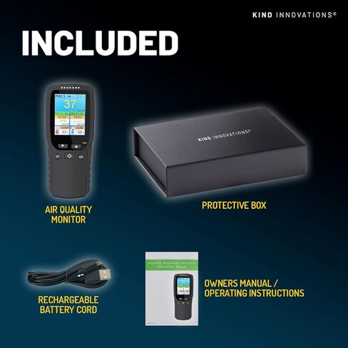 جهاز مراقبة جودة الهواء في الداخل، جهاز اختبار جودة الهواء للسفر المنزلي والعمل، جهاز مراقبة الرطوبة، كاشف الفورمالديهايد، محمول، شاشة LCD، مع بطارية قابلة لإعادة الشحن in Kuwait