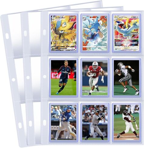 20 قطعة من صفحات أكمام التحميل العلوي، 9 جيوب لصفحات مجلد التحميل العلوي تحمل 3 × 4 بوصة 35PT، أكمام تخزين بطاقة التداول مزدوجة الجانب لـ 3 حلقات ربط in Kuwait