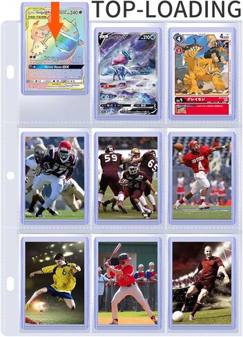 20 قطعة من صفحات أكمام التحميل العلوي، 9 جيوب لصفحات مجلد التحميل العلوي تحمل 3 × 4 بوصة 35PT، أكمام تخزين بطاقة التداول مزدوجة الجانب لـ 3 حلقات ربط in Kuwait