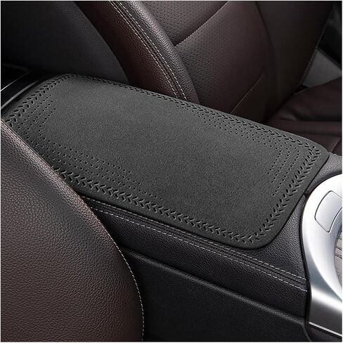 zipelo Car Armrest Storage Box Pad, Suede Auto Center Console Cover, Skin-Friendly Washable Cotton Cloth, Waterproof Automotive Armrest Protector, Universal for Most Vehicles (Black) in Saudi Arabia