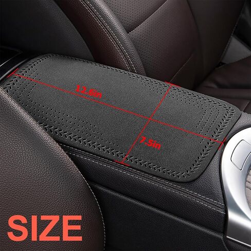 zipelo Car Armrest Storage Box Pad, Suede Auto Center Console Cover, Skin-Friendly Washable Cotton Cloth, Waterproof Automotive Armrest Protector, Universal for Most Vehicles (Black) in Saudi Arabia