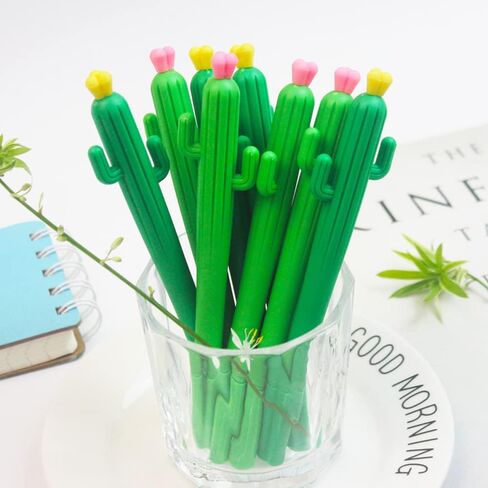 Abgream Pack of 30 Cactus Shaped Ballpoint Pens 0.5mm Black Gel Ink Writing Pen for School Home Office Supplies (Style A) in Saudi Arabia
