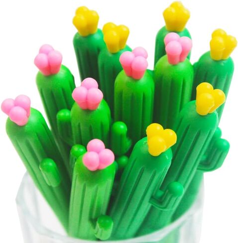 Abgream Pack of 30 Cactus Shaped Ballpoint Pens 0.5mm Black Gel Ink Writing Pen for School Home Office Supplies (Style A) in Saudi Arabia