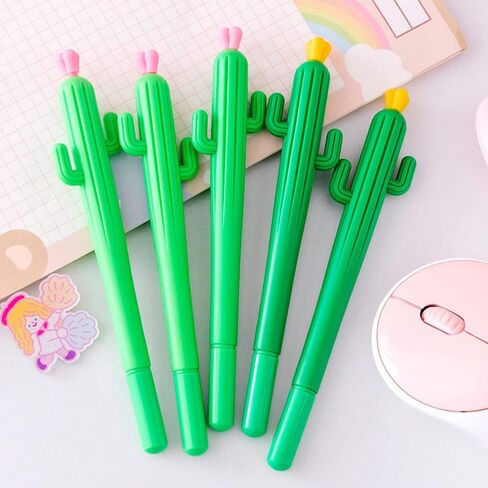 Abgream Pack of 30 Cactus Shaped Ballpoint Pens 0.5mm Black Gel Ink Writing Pen for School Home Office Supplies (Style A) in Saudi Arabia